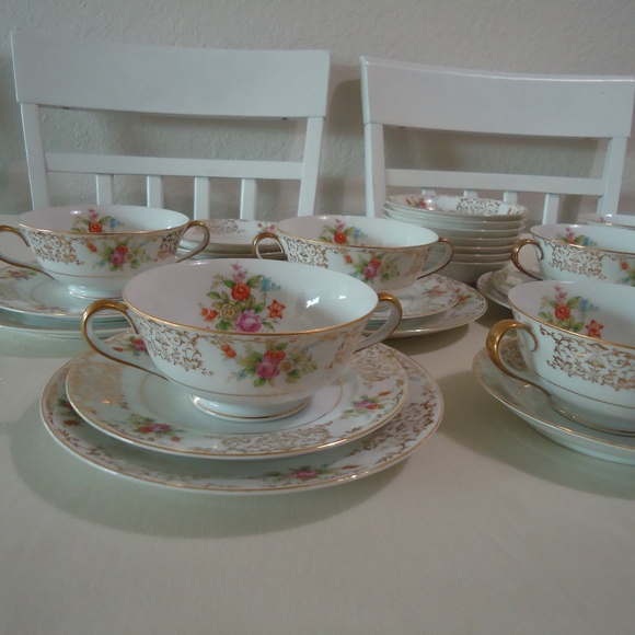 VTG Noritake Japan 315 Presolure U.S. DesignPat Applied For Set 27 pc Gold Trim - Picture 4 of 16